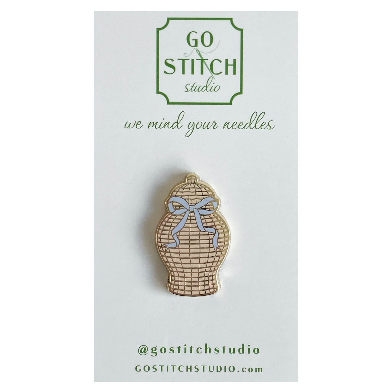 Rattan Ginger Jar Needle Minder Accessories Go Stitch Studio  - 1