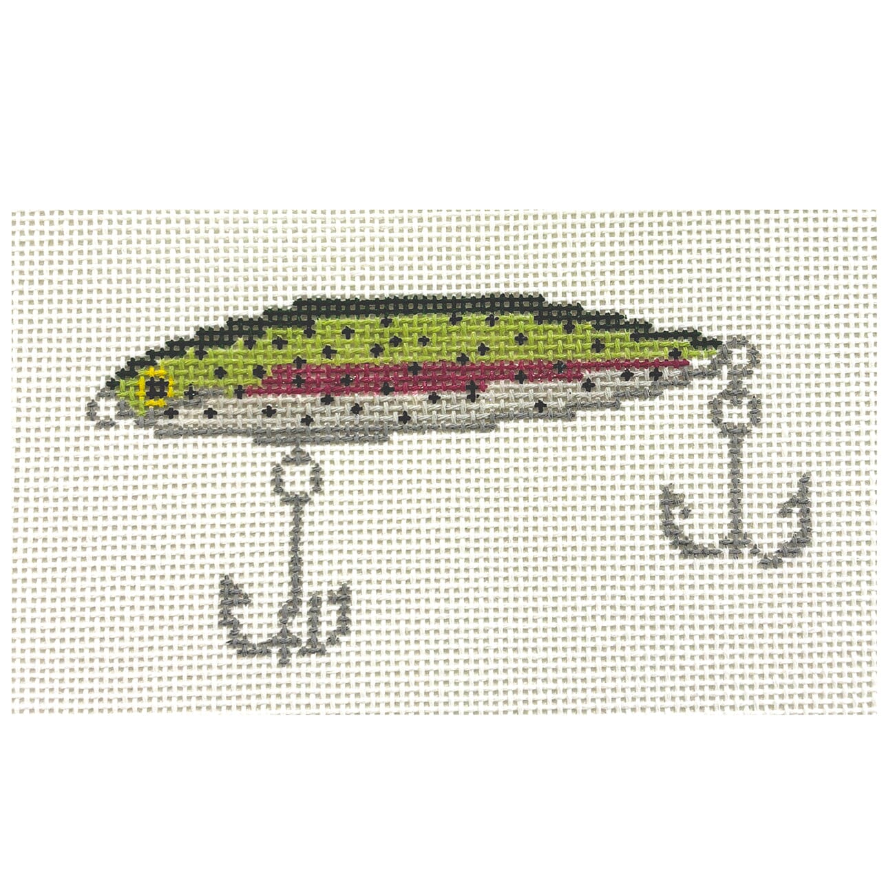 Rattle Trap Lure   Pink Painted Canvas Elm Tree Needlepoint 
