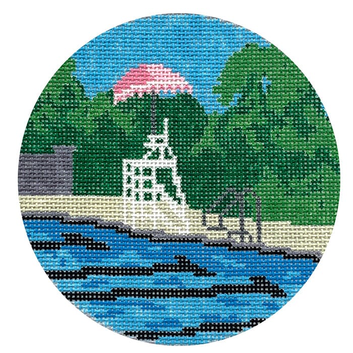 Ready for the Day Round Painted Canvas KCN Designers 
