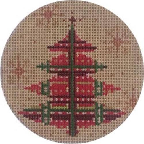 Red and Green Plaid Tree Painted Canvas Alice Peterson Company 