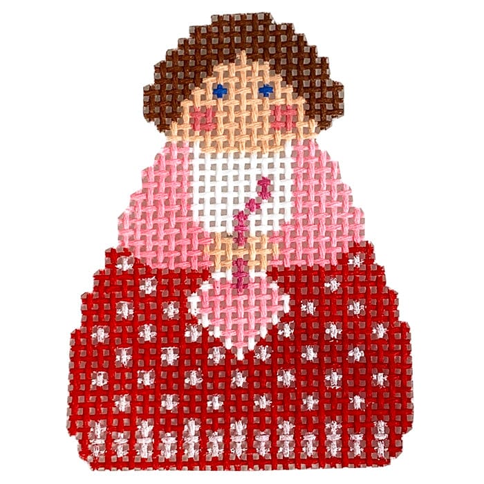 Red Angel with Pink Heart Ornament Painted Canvas Stitch-Its 