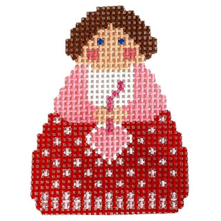 Red Angel with Pink Heart Ornament Painted Canvas Stitch Its 
