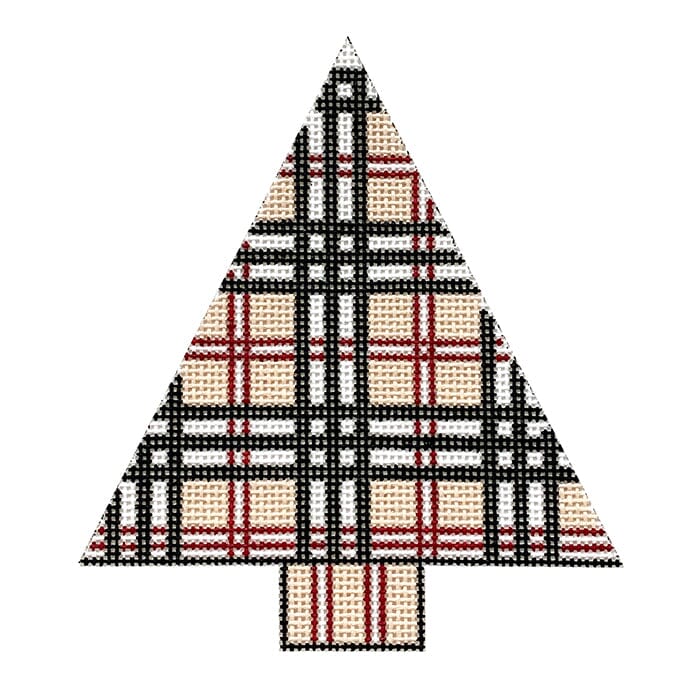 Red & Black Plaid Tree Painted Canvas Judy Tasch  - 1