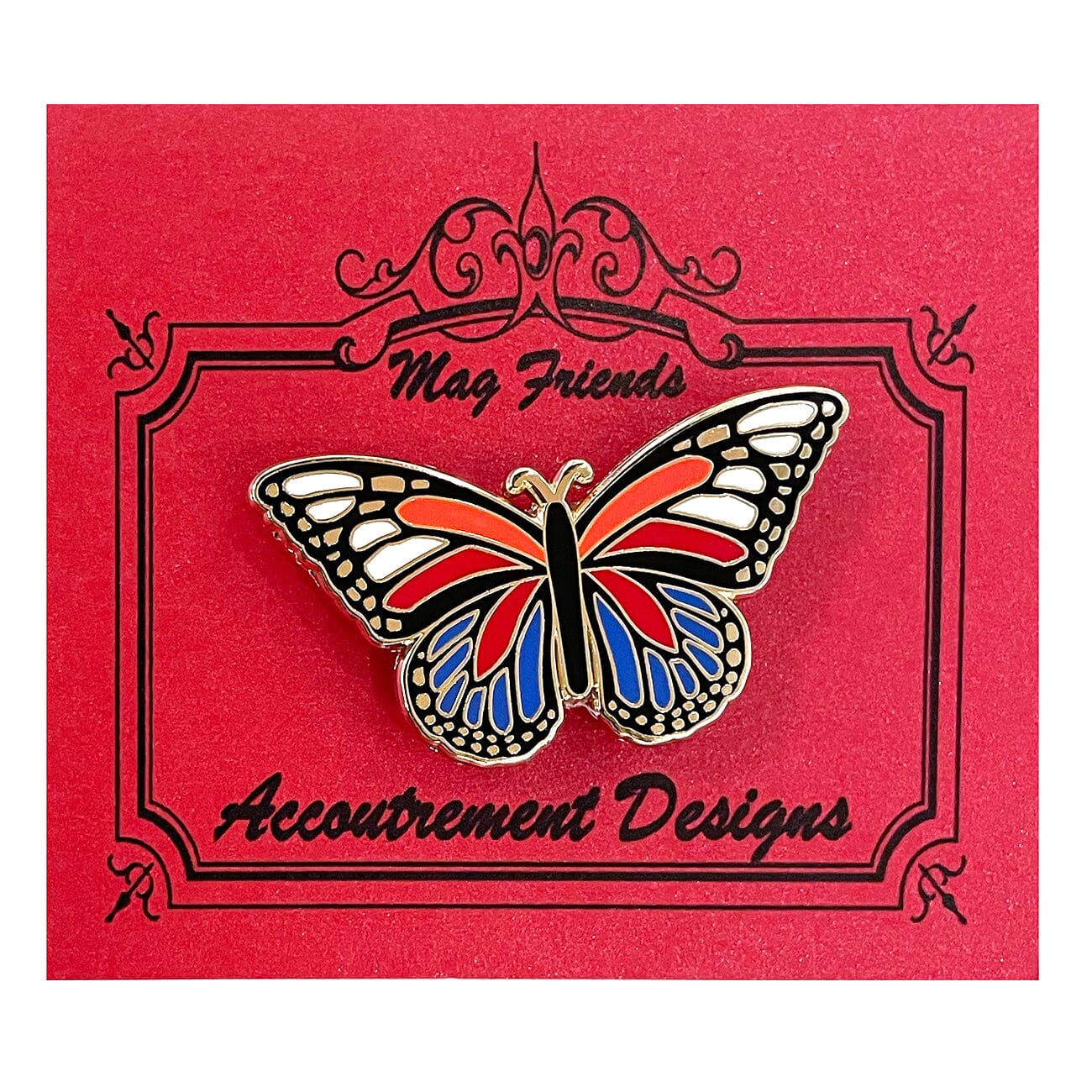 Red / Blue Monarch Butterfly Needleminder Accessories Accoutrement Designs  - 1