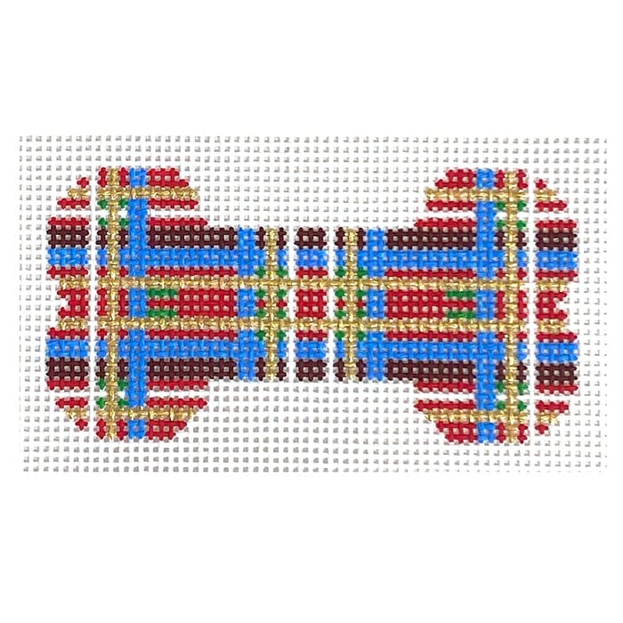 Red & Blue Plaid Dog Bone Painted Canvas Blueberry Point Canvas 

