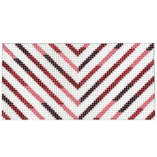 Red Chevron 3x6 Clutch Insert Painted Canvas Anne Fisher Needlepoint LLC 