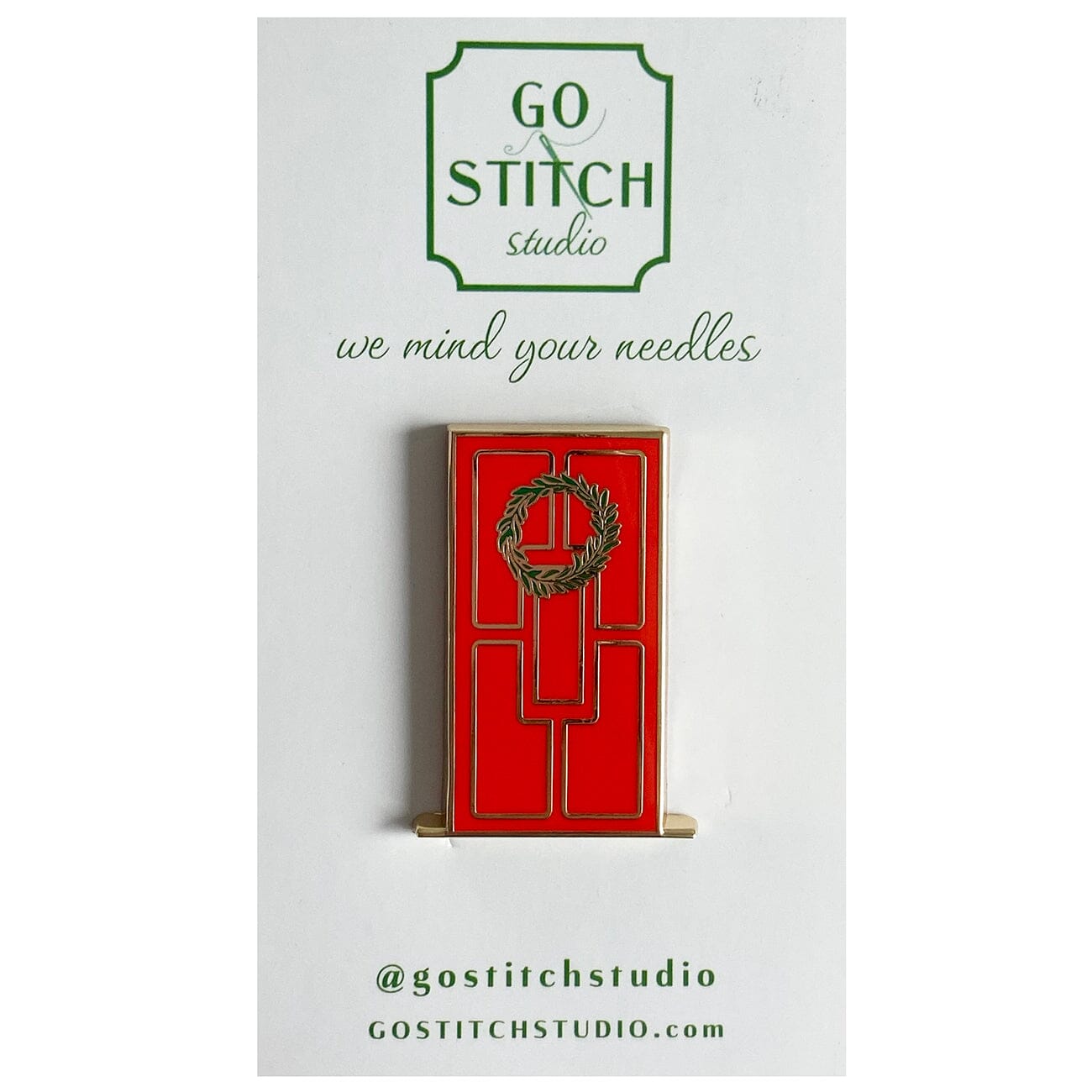 Red Door Wreath Needle Minder Accessories Go Stitch Studio  - 1