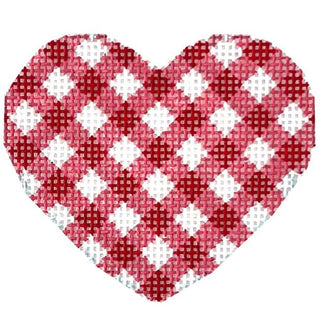 Red Gingham Mini Heart Printed Canvas Two Sisters Needlepoint 

