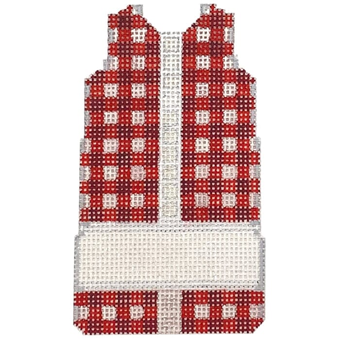 Red Gingham Mini Shift Painted Canvas Two Sisters Needlepoint  - 1