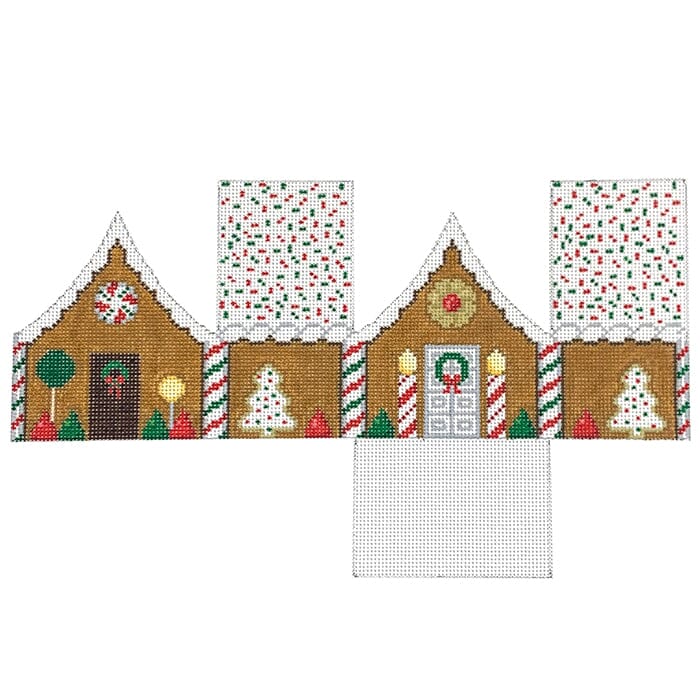 Red & Green Sprinkle Roof Gingerbread House Painted Canvas Susan Roberts Needlepoint Designs Inc. 