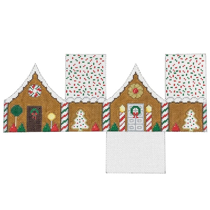 Red & Green Sprinkle Roof Gingerbread House Painted Canvas Susan Roberts Needlepoint Designs Inc.  - 1