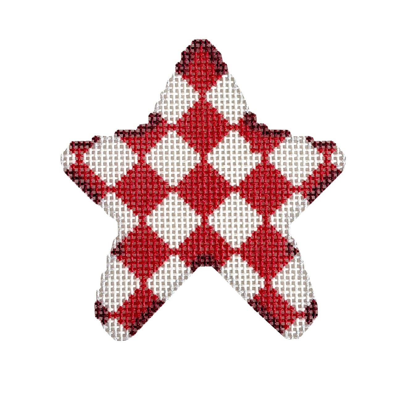 Red Harlequin Mini Star Printed Canvas Two Sisters Needlepoint  - 1