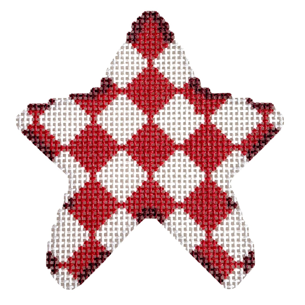 Red Harlequin Star Printed Canvas Two Sisters Needlepoint  - 1