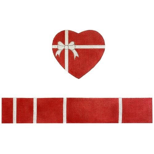 Red Heart Box with hardware Painted Canvas Funda Scully  - 1