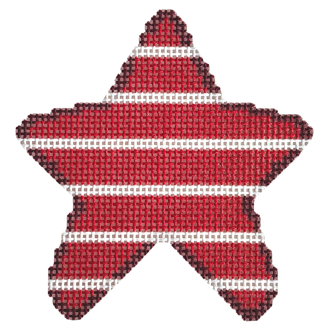 Red Horizontal Star Printed Canvas Two Sisters Needlepoint  - 2
