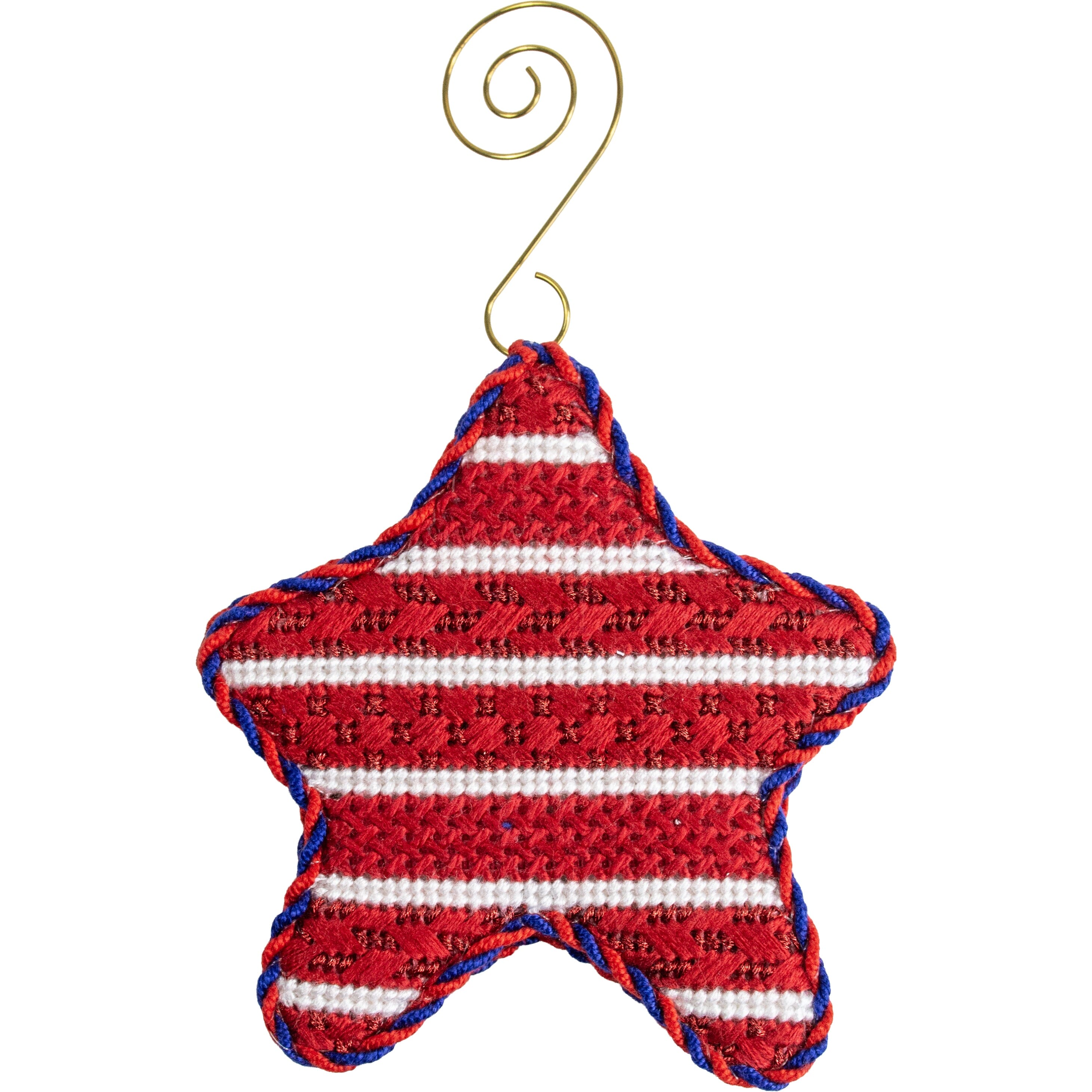 Red Horizontal Star Printed Canvas Two Sisters Needlepoint  - 1