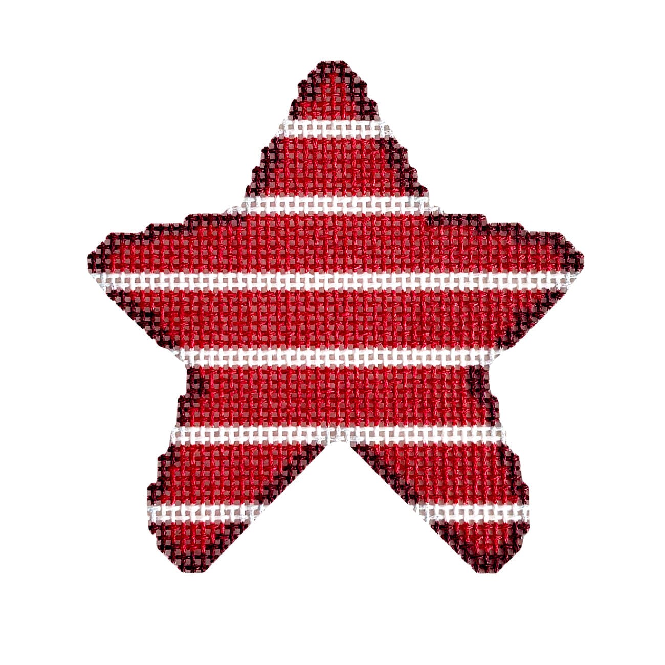 Red Horizontal Stripes Mini Star Printed Canvas Two Sisters Needlepoint  - 1