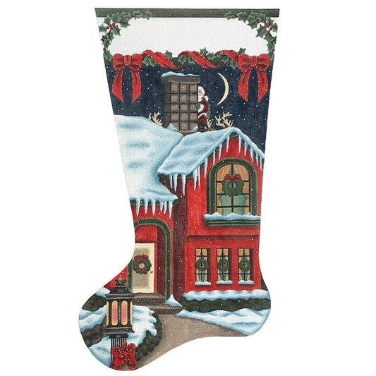Red House Stocking Painted Canvas Melissa Shirley Designs 