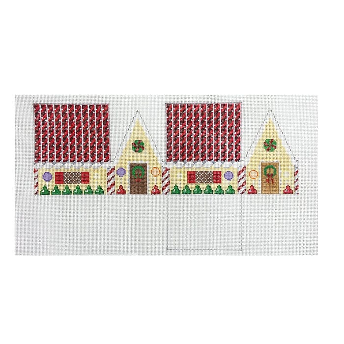 Red Licorice and Chocolate, 3D Gingerbread House Painted Canvas Susan Roberts Needlepoint Designs Inc. 
