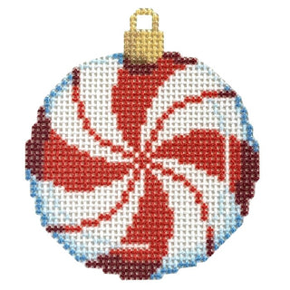 Red Peppermint Mini Ball Printed Canvas Two Sisters Needlepoint 
