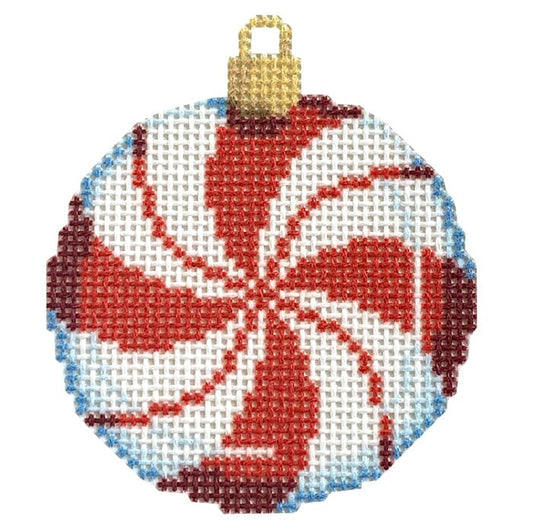 Red Peppermint Mini Ball Printed Canvas Two Sisters Needlepoint 