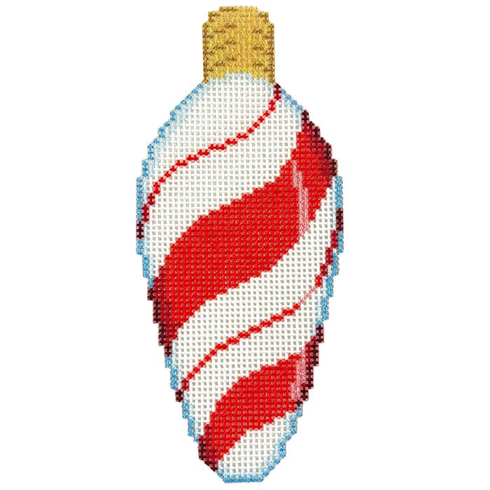 Red Peppermint Swirl Light Bulb Printed Canvas Two Sisters Needlepoint 