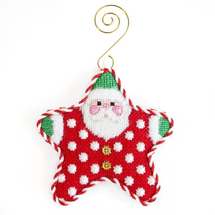 Red Polka Dot PJ Santa with Stitch Guide Painted Canvas Associated Talents 
