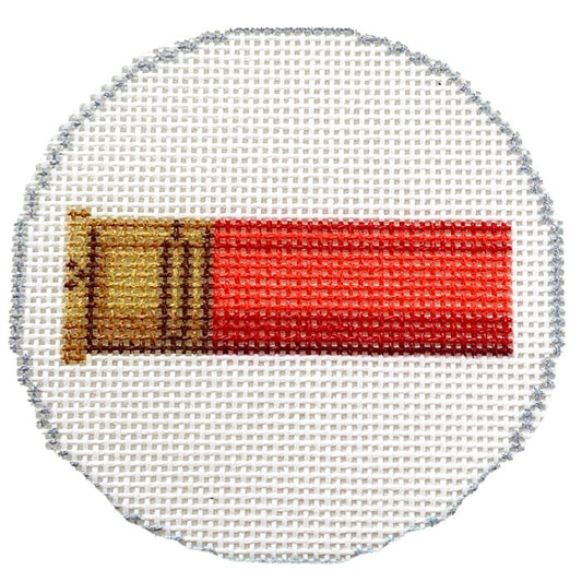 Red Shotgun Shell 3" Round Printed Canvas Two Sisters Needlepoint 