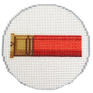 Red Shotgun Shell 3" Round Printed Canvas Two Sisters Needlepoint 
