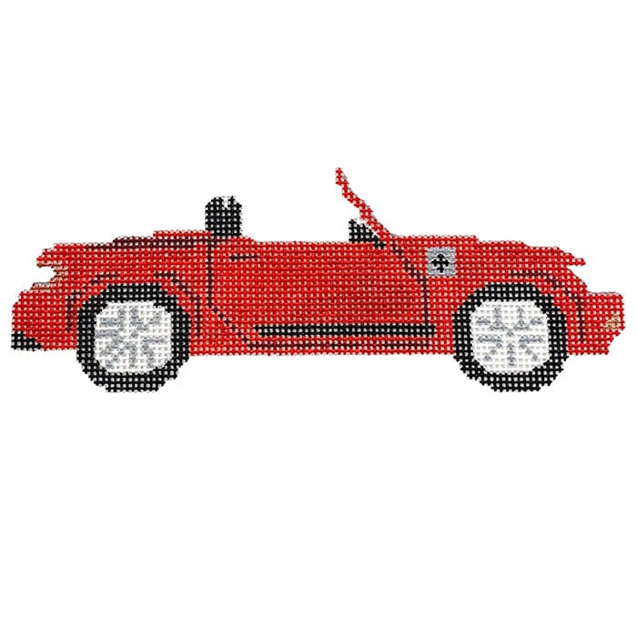 Red Sports Car Painted Canvas Fire and Iris  - 1
