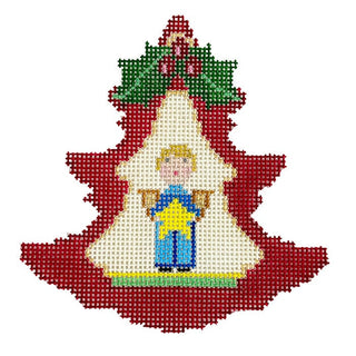 Red Tree   Boy w/ Star Painted Canvas Blue Ridge Stitchery 
