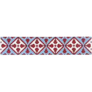 Red, White and Light Blue Key Fob Painted Canvas Ann Kaye Studio 
