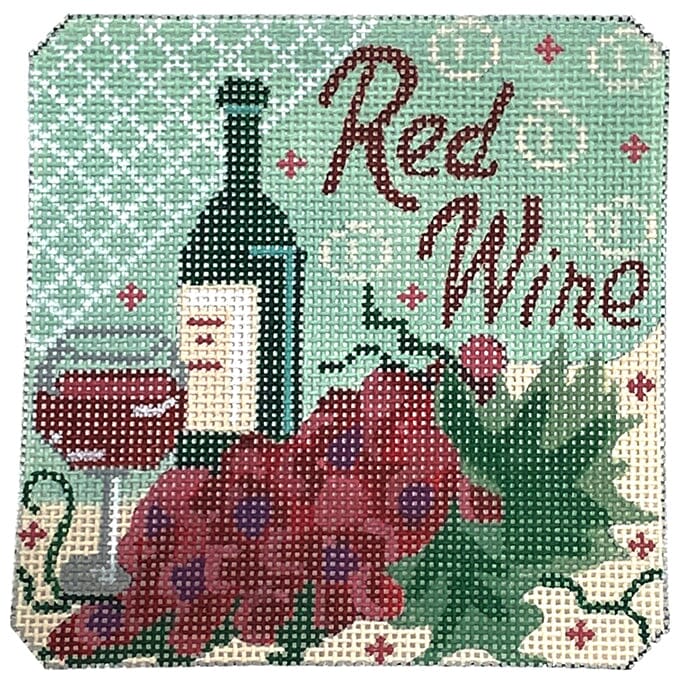 Red Wine Coaster Painted Canvas Danji Designs  - 1