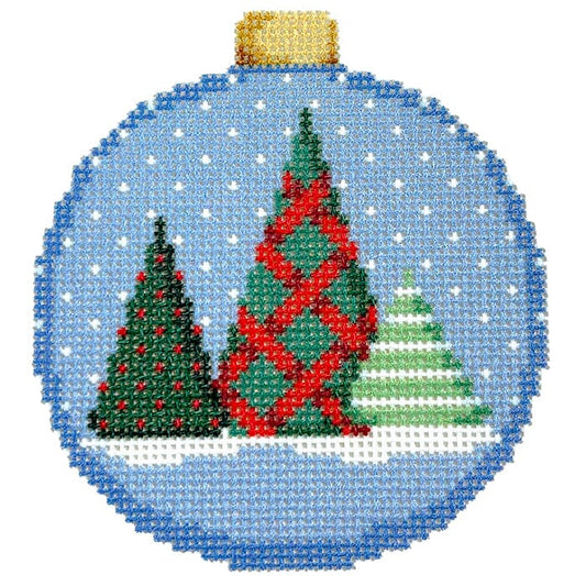 Red Woven Tree Bauble Ornament Printed Canvas Two Sisters Needlepoint 