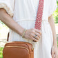 Red/Camel Fretwork Crossbody Strap Printed Canvas Two Sisters Needlepoint 