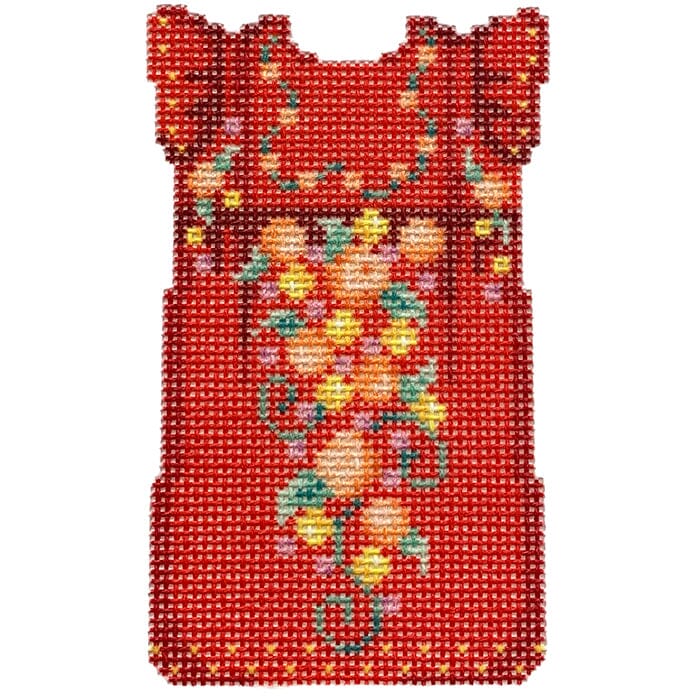 Red/Orange Mini Oaxaca Dress Printed Canvas Two Sisters Needlepoint 
