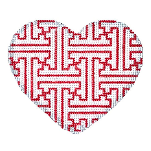 Red/White Fretwork Heart Painted Canvas Associated Talents 