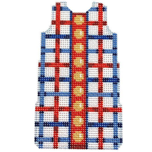 Red/White/Blue Lattice Mini Shift Printed Canvas Two Sisters Needlepoint 