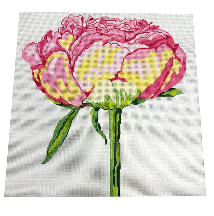 Regal Peony 15" Square Painted Canvas Jean Smith 
