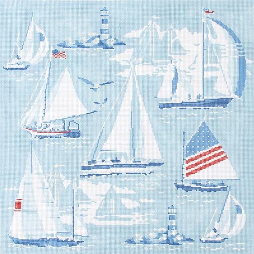 Regatta Pillow No 1 Printed Canvas Kirk & Bradley 