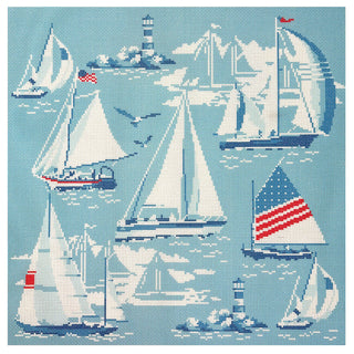 Regatta Pillow No 1 Printed Canvas Kirk & Bradley 
