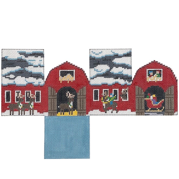 Reindeer Barn, Mini House #18 Painted Canvas Susan Roberts Needlepoint Designs Inc. 