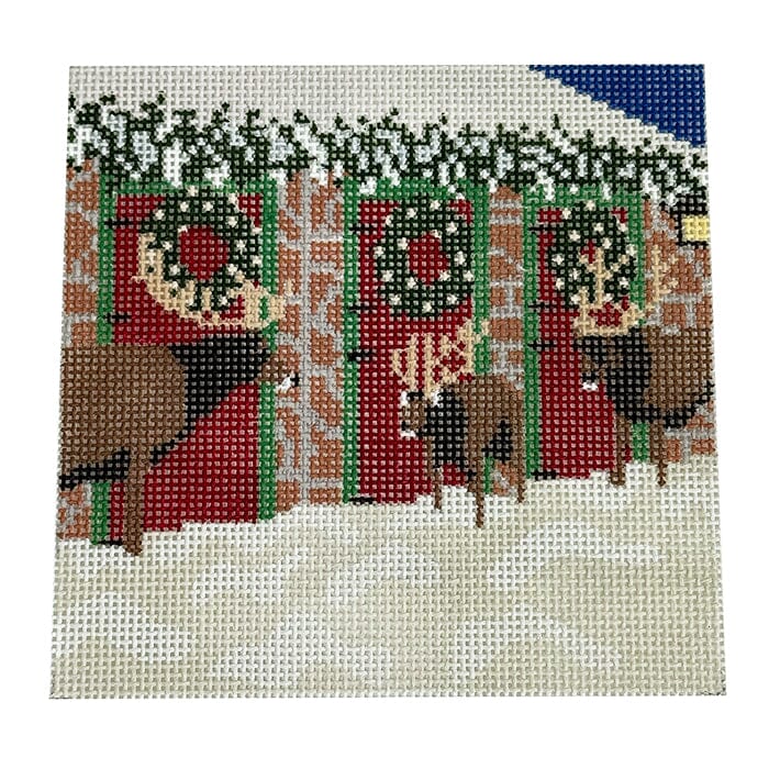 Reindeer Barn Painted Canvas KCN Designers  - 1