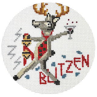 Reindeer Series   Blitzen Ornament Painted Canvas The Gingham Stitchery 
