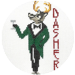 Reindeer Series   Dasher Ornament Painted Canvas The Gingham Stitchery 
