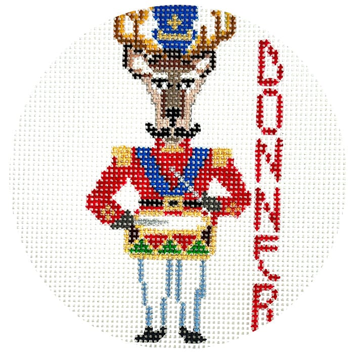 Reindeer Series   Donner Ornament Painted Canvas The Gingham Stitchery 
