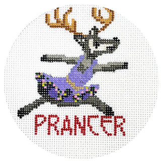 Reindeer Series   Prancer Ornament Painted Canvas The Gingham Stitchery 
