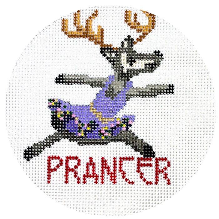 Reindeer Series   Prancer Ornament Painted Canvas The Gingham Stitchery 
