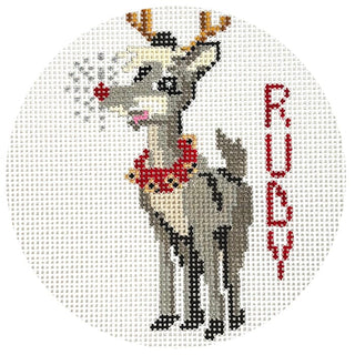 Reindeer Series   Rudy Ornament Painted Canvas The Gingham Stitchery 
