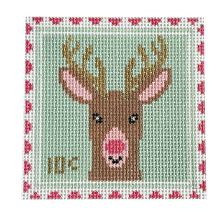Reindeer Stamp Painted Canvas Stitch Rock Designs 
